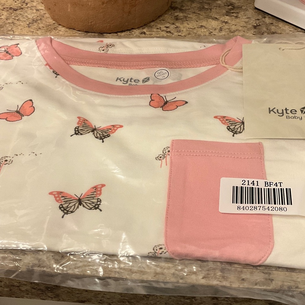 Kyte BABY Pink and White Crepe Butterfly Tee